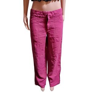 Pulp Linen mid rise fuchsia women trousers M